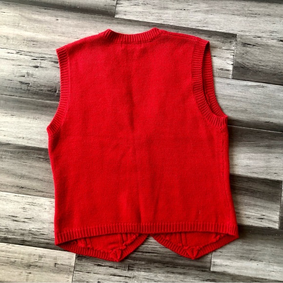 Vintage 1990s Alfred Dunner Oversized Red Wool Blend Cardigan Sweater Vest - Picture 7 of 7